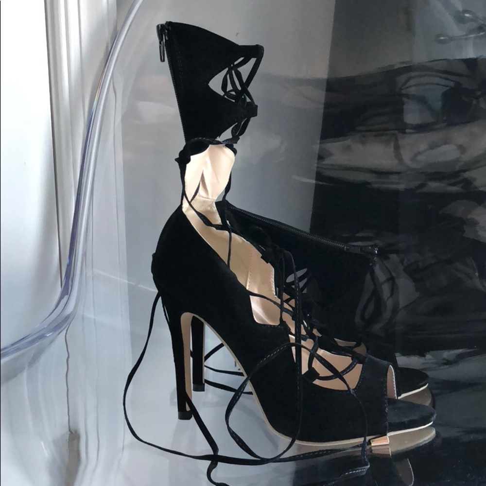 NW in box black lace up sandal pumps or high heels